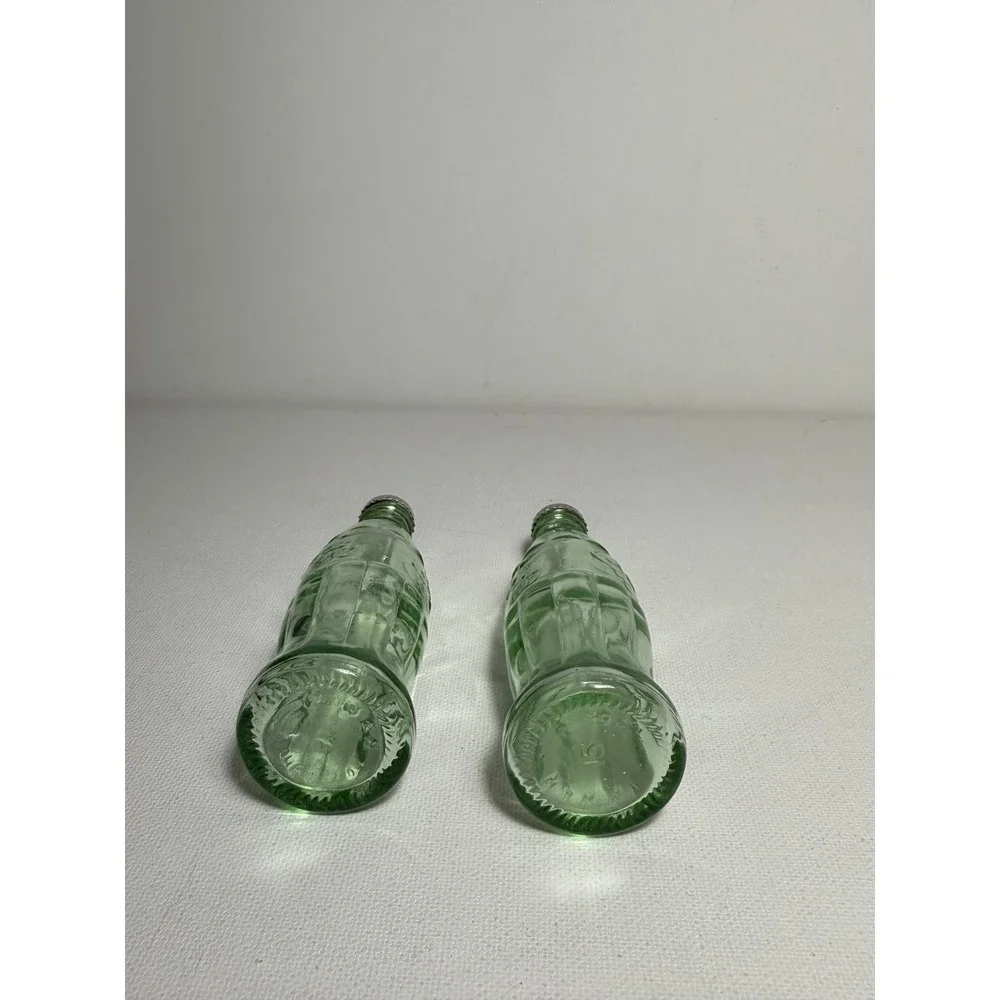 Coca Cola Green Glass Salt And Pepper Shakers 4.5